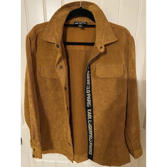 Karl Lagerfeld Jackets & Blazers - KARL LAGERFELD Paris Corduroy Logo Jacket Shirt Sz Small Pumpkin Color